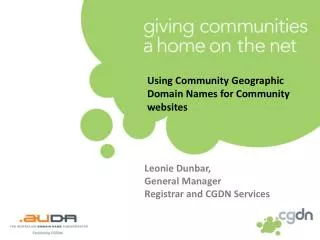 Using Community Geographic Domain Names for Community websites
