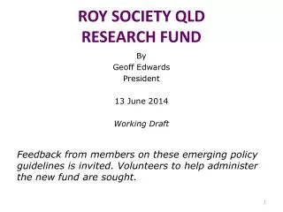 ROY SOCIETY QLD RESEARCH FUND