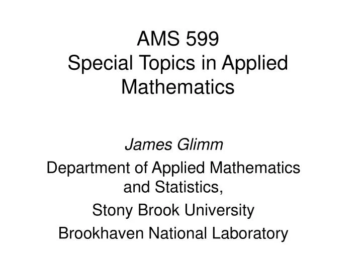 ams 599 special topics in applied mathematics