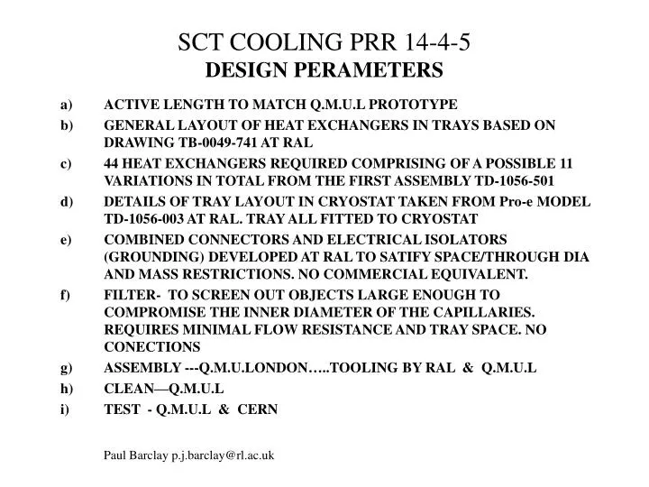 sct cooling prr 14 4 5 design perameters