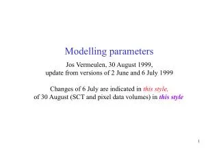 Modelling parameters