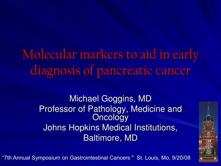 molecular markers to aid in early diagnosis of pancreatic cancer