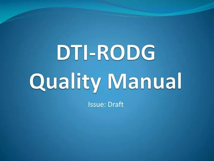 dti rodg quality manual