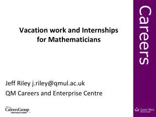 Vacation work and Internships for Mathematicians