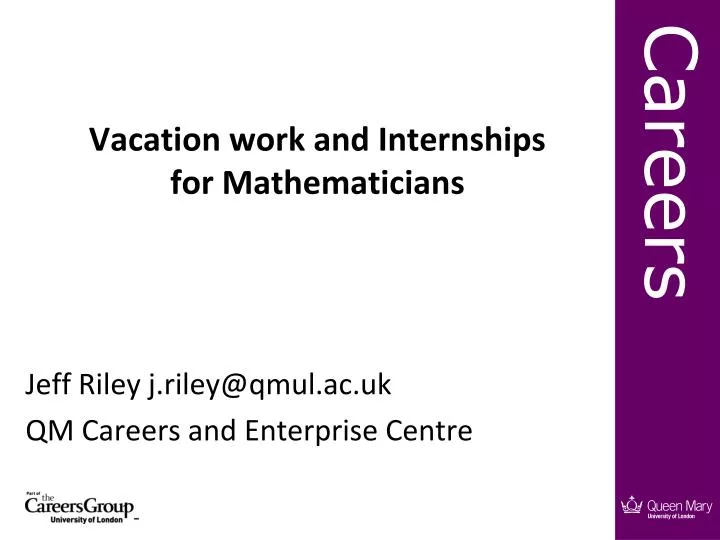 vacation work and internships for mathematicians