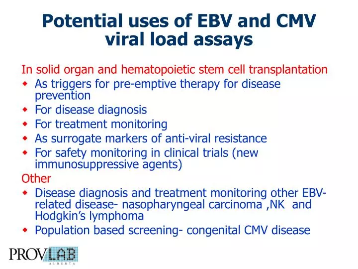 potential uses of ebv and cmv viral load assays
