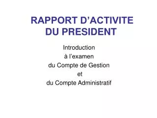 rapport d activite du president