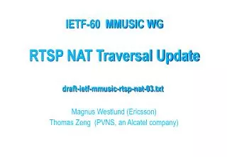 RTSP NAT Traversal Update