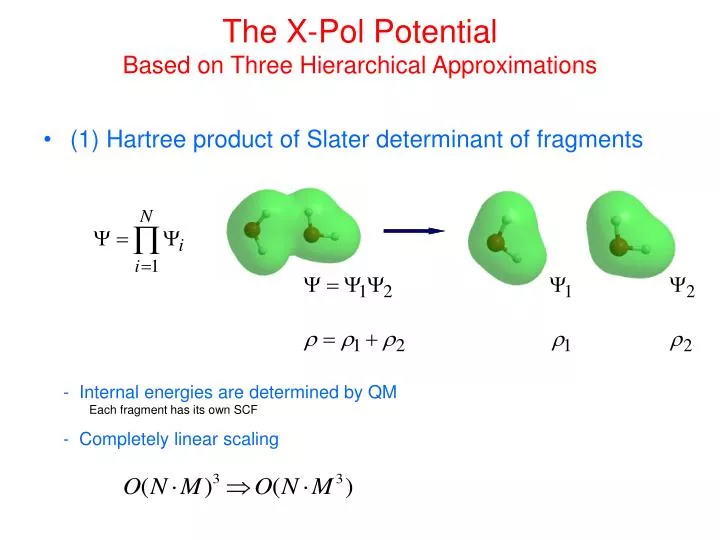 the x pol potential based on three hierarchical approximations