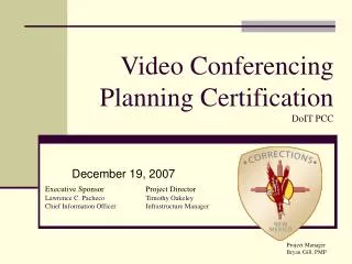 Video Conferencing Planning Certification DoIT PCC