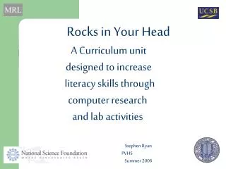 Rocks in Your Head A Curriculum unit designed to increase