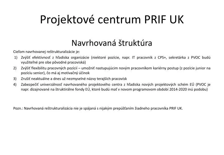 projektov centrum prif uk