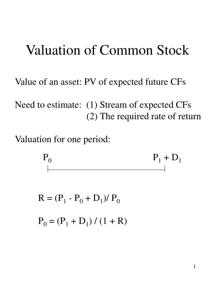 valuation of common stock