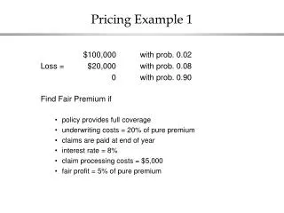 Pricing Example 1