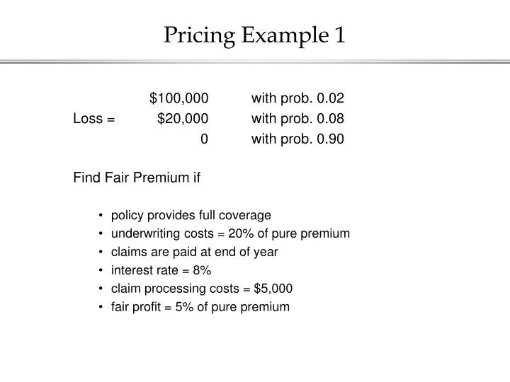 pricing example 1