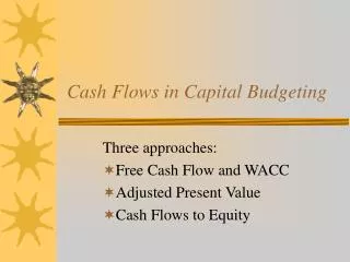 Cash Flows in Capital Budgeting