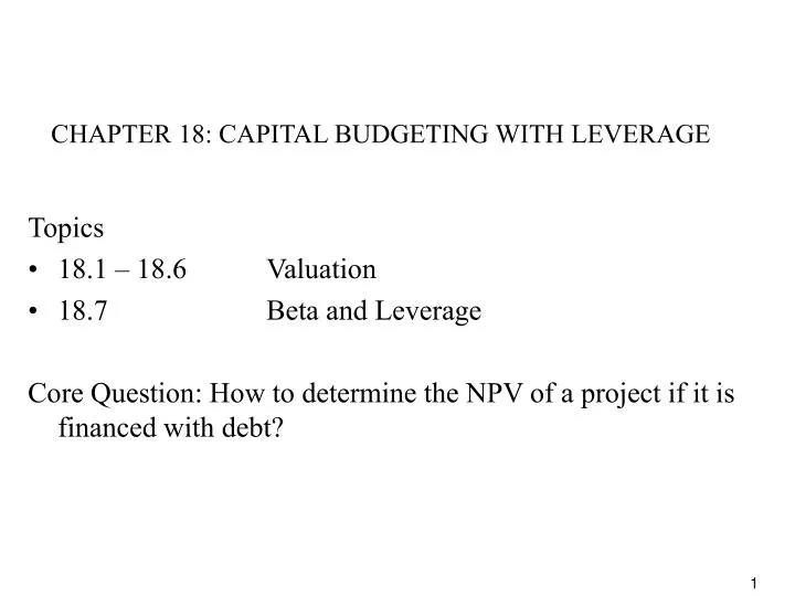 chapter 18 capital budgeting with leverage