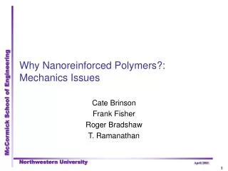Why Nanoreinforced Polymers?: Mechanics Issues