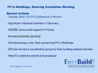 PV in Buildings, Steering Committee Meeting