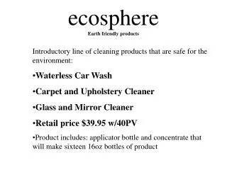 ecosphere Earth friendly products