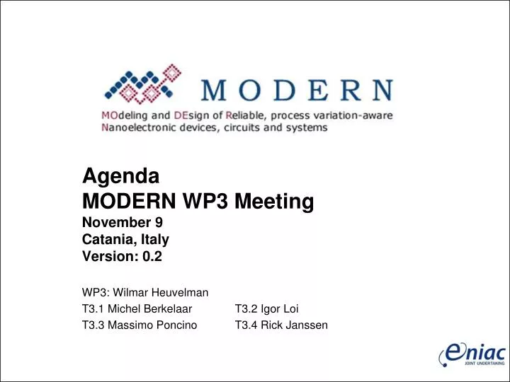 agenda modern wp3 meeting november 9 catania italy version 0 2