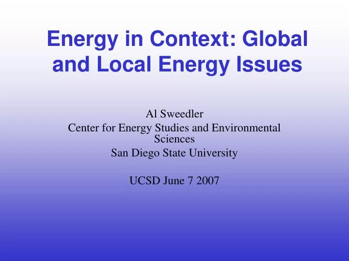 energy in context global and local energy issues