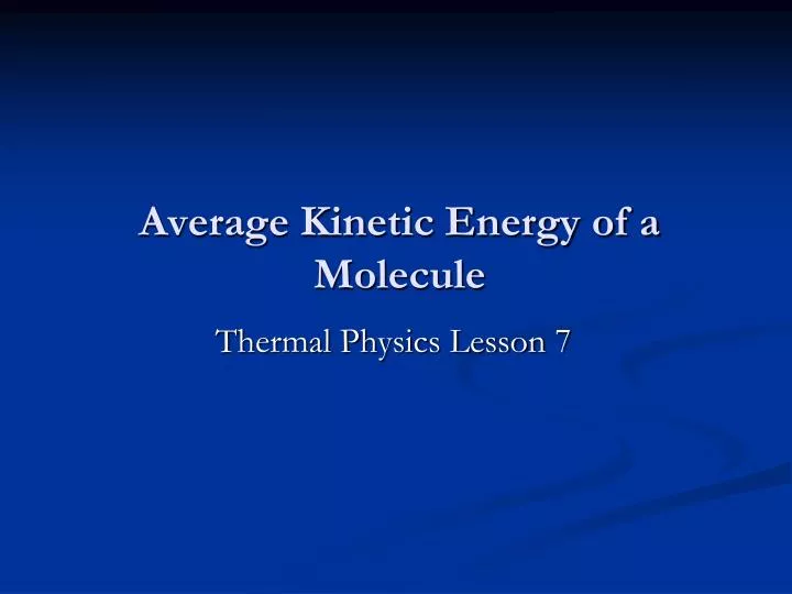 average kinetic energy of a molecule