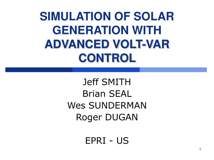 simulation of solar generation with advanced volt var control