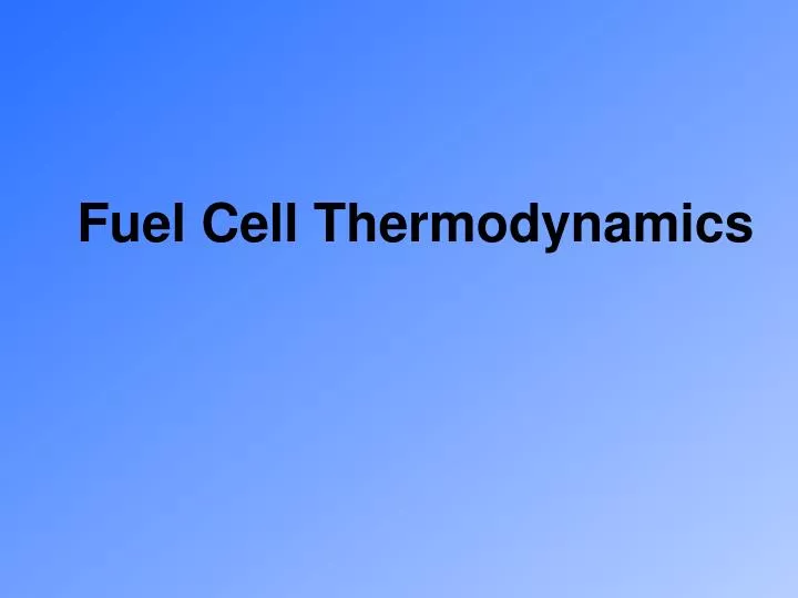 fuel cell thermodynamics