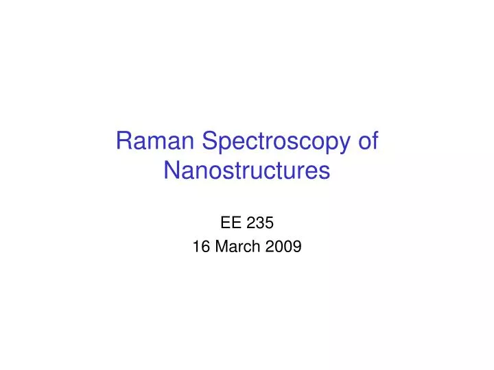raman spectroscopy of nanostructures