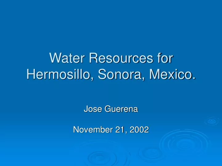 water resources for hermosillo sonora mexico