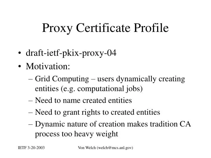proxy certificate profile