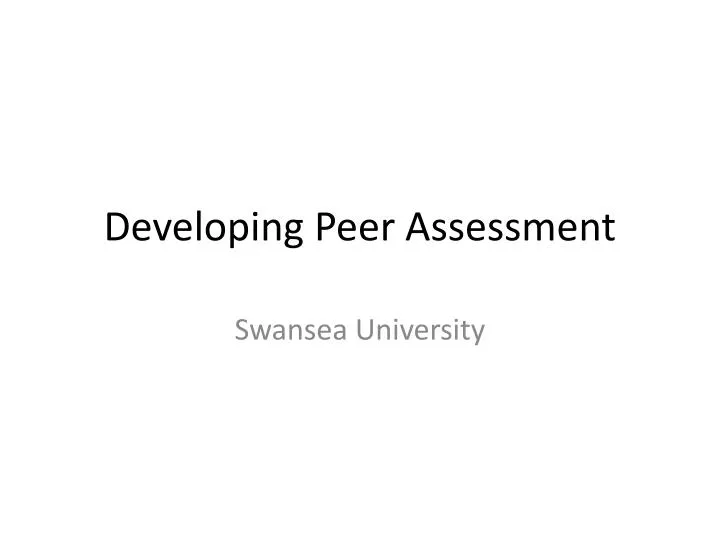 developing peer assessment