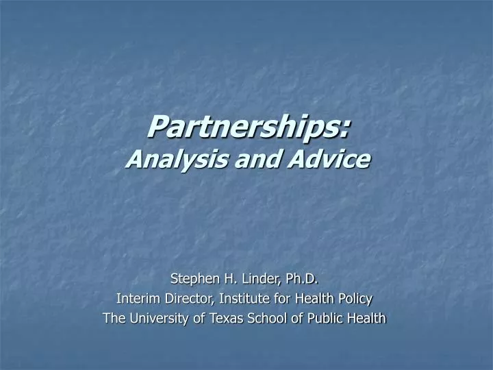 partnerships analysis and advice