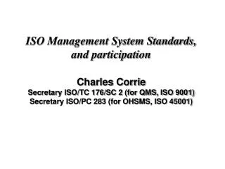 Established Management (system) standards