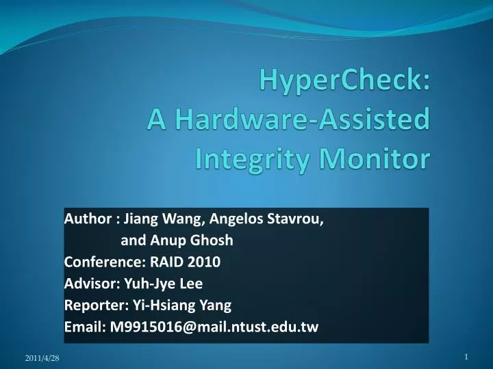 hypercheck a hardware assisted integrity monitor