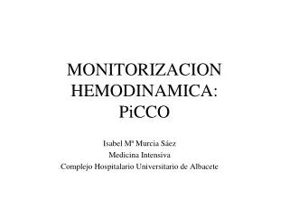 monitorizacion hemodinamica picco