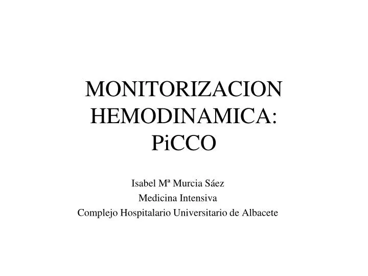 monitorizacion hemodinamica picco