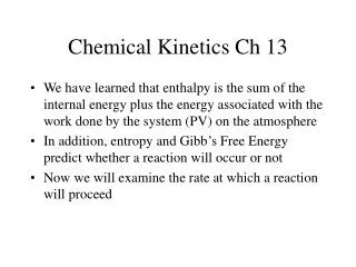 Chemical Kinetics Ch 13