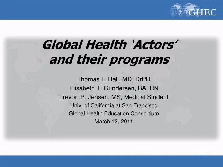 global health actors and their programs