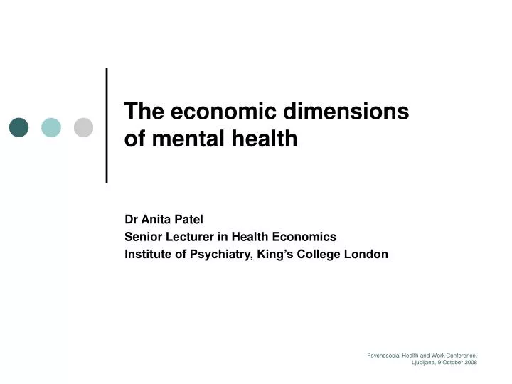 the economic dimensions of mental health