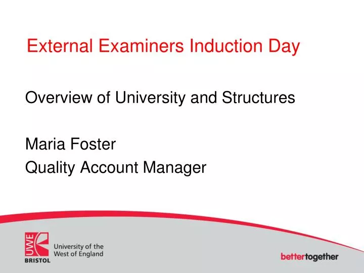 external examiners induction day