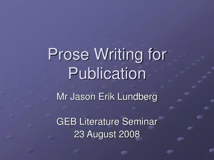 prose writing for publication