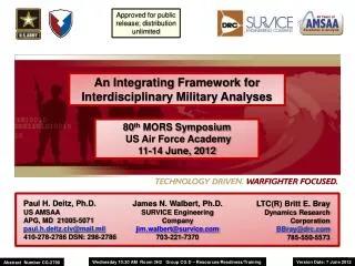 An Integrating Framework for Interdisciplinary Military Analyses