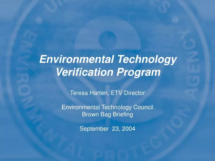 environmental technology verification program