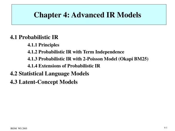 chapter 4 advanced ir models