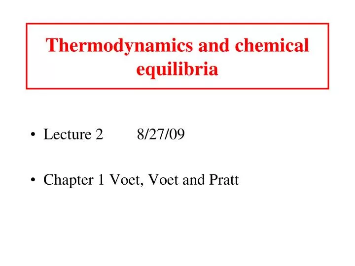 thermodynamics and chemical equilibria