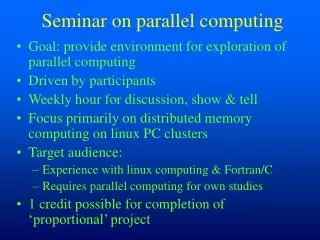 Seminar on parallel computing
