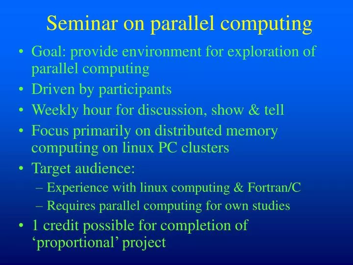 seminar on parallel computing