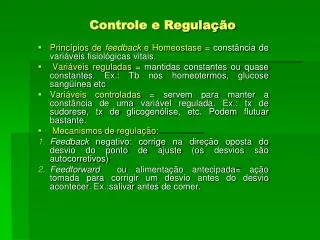 controle e regula o
